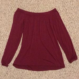maroon off the shoulder top